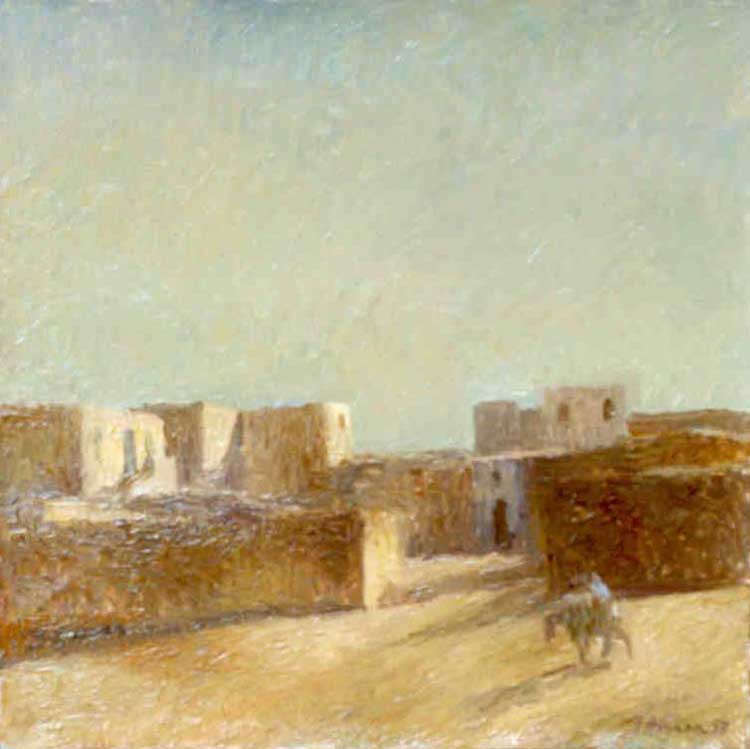 Гаяне Атаян (1959) - Пейзаж с осликом (Египет). 1996 г.  (40 x 40, холст, масло)
