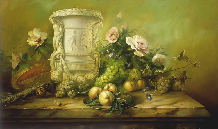 Ирина Волкова - Натюрморт с белой вазой. 2001 г. (60 х 100)