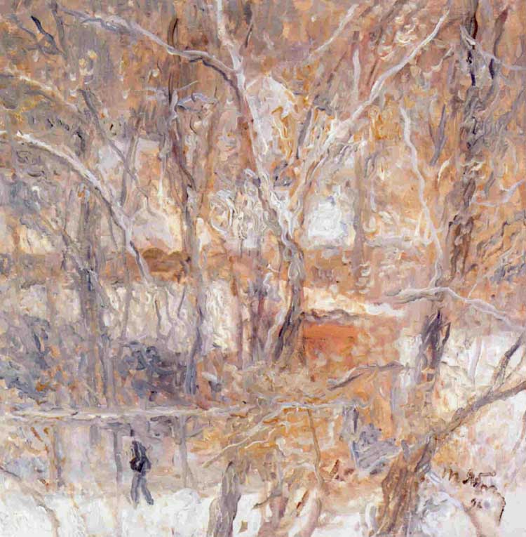 Татьяна Яблонская (1917) - Выпал снег. 1996 г. (50 x 50, холст, масло)